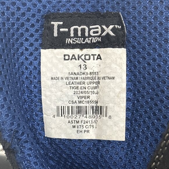 DAKOTA Men's 557 8" Steel Toe HD3 Vibram Work Boots Black Size 13M - Picture 8 of 8